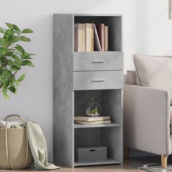 Hoge kast 45x42,5x124 cm bewerkt hout betongrijs 1