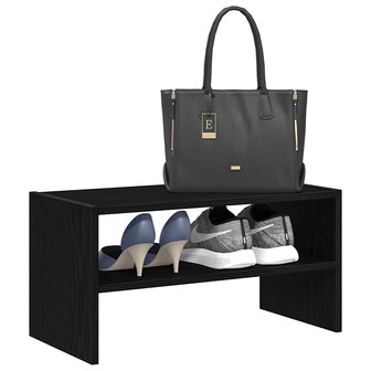 Schoenenrek stapelbaar 60x30x30,5 cm zwart eikenkleurig 1