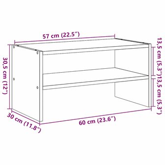 Schoenenrek stapelbaar 60x30x30,5 cm zwart eikenkleurig 9
