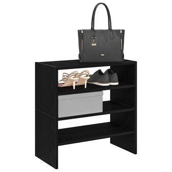 Schoenenrekken 2 st stapelbaar 60x30x30,5 cm zwart eikenkleurig 1