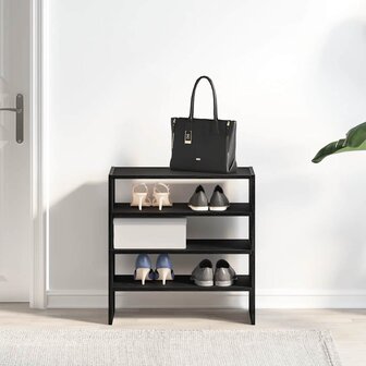 Schoenenrekken 2 st stapelbaar 60x30x30,5 cm zwart eikenkleurig 3