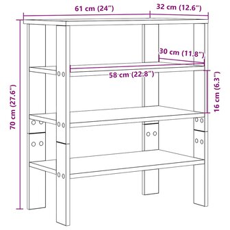 Schoenenrek 61x32x70 cm bewerkt hout wit 9