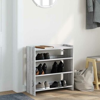 Schoenenrek 60x25x62 cm bewerkt hout grijs sonoma eikenkleurig 3
