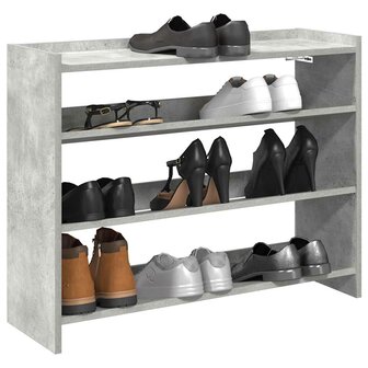 Schoenenrek 80x25x62 cm bewerkt hout betongrijs 1