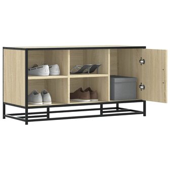 Schoenenbank 100x40x53,5 cm bewerkt hout en metaal sonoma eiken 1