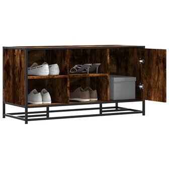 Schoenenbank 100x40x53,5cm bewerkt hout en metaal gerookt eiken 1