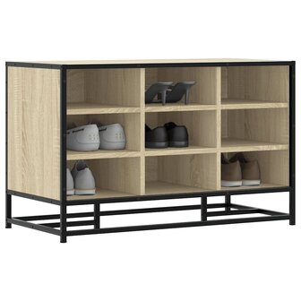 Schoenenbank 84x40x53,5 cm bewerkt hout en metaal sonoma eiken 1