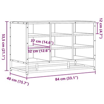 Schoenenbank 84x40x53,5 cm bewerkt hout en metaal sonoma eiken 9