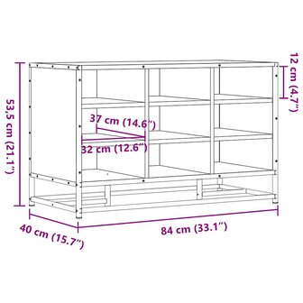 Schoenenbank 84x40x53,5 cm bewerkt hout en metaal gerookt eiken 9