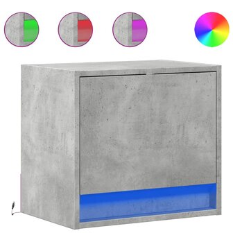Nachtkastje met LED&amp;apos;s wandgemonteerd betongrijs 2