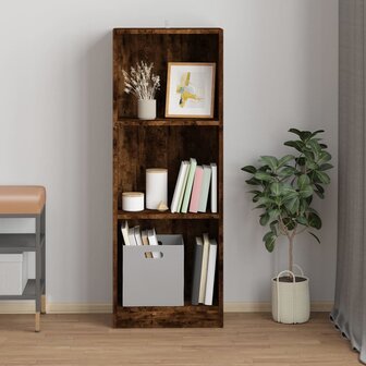 Boekenkast 3-laags 40x24x109 cm bewerkt hout gerookt eikenkleur 3