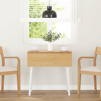 Eettafel massief hout wit rubber 1