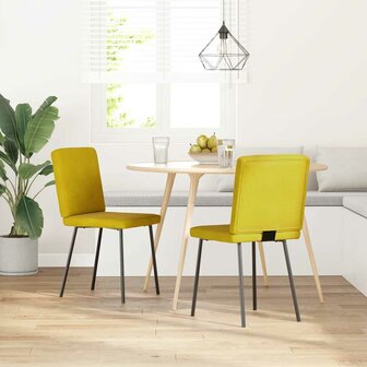 Eetkamerstoelen 2 st fluweel geel 1