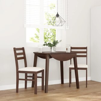 Eetkamerstoelen met kussens 2 st massief hout rubber bruin 1