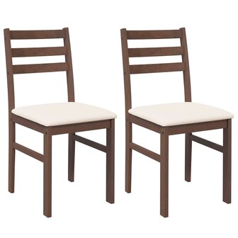 Eetkamerstoelen met kussens 2 st massief hout rubber bruin 2