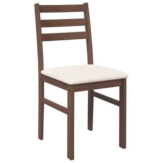 Eetkamerstoelen met kussens 2 st massief hout rubber bruin 4