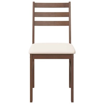 Eetkamerstoelen met kussens 2 st massief hout rubber bruin 5