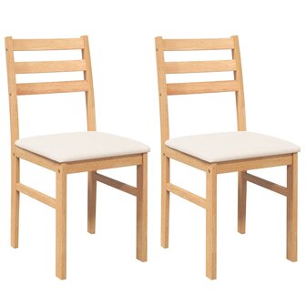 Eetkamerstoelen met kussens 2 st massief hout rubber 2