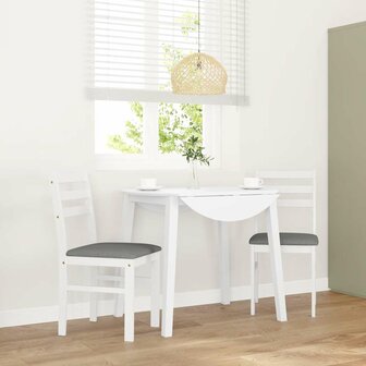 Eetkamerstoelen met kussens 2 st massief hout rubber wit 1