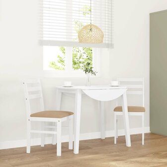 Eetkamerstoelen met kussens 2 st massief hout rubber wit 1