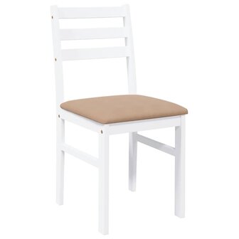 Eetkamerstoelen met kussens 2 st massief hout rubber wit 4