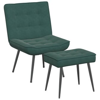 Relaxstoel met voetenbank fluweel donkergroen 2