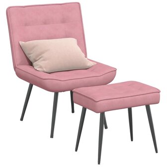 Relaxstoel met voetenbank fluweel roze 1