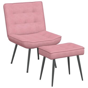Relaxstoel met voetenbank fluweel roze 2