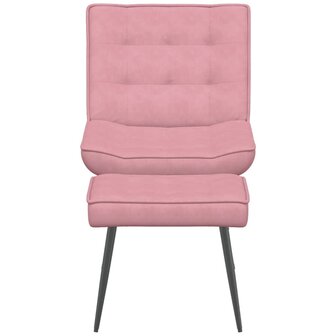 Relaxstoel met voetenbank fluweel roze 4