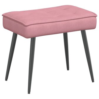 Relaxstoel met voetenbank fluweel roze 6