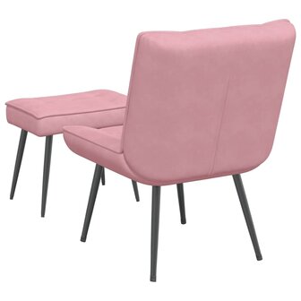 Relaxstoel met voetenbank fluweel roze 8