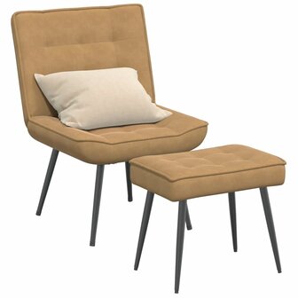Relaxstoel met voetenbank fluweel bruin 1