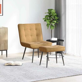 Relaxstoel met voetenbank fluweel bruin 3