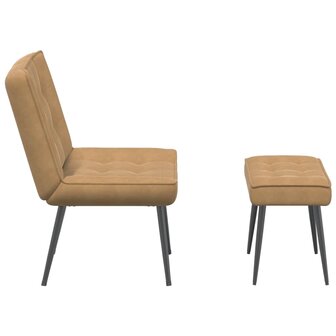 Relaxstoel met voetenbank fluweel bruin 7
