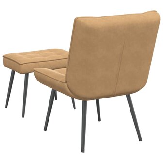 Relaxstoel met voetenbank fluweel bruin 8