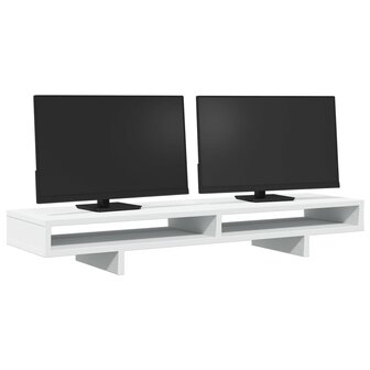 Monitorstandaard 100x27x15 cm bewerkt hout wit 3