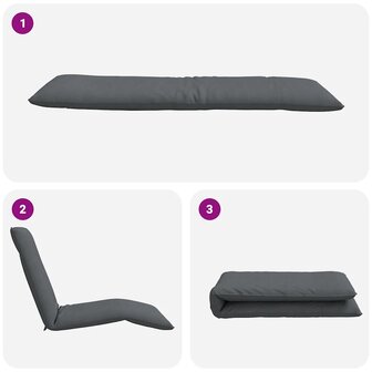 Ligstoel inklapbaar 175x54x8,5 cm Oxford stof antracietkleurig 7