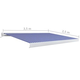 Luifel gemotoriseerd 350x250 cm blauw en wit 7
