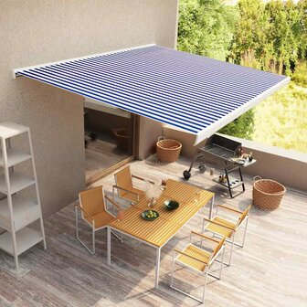 Luifel gemotoriseerd 400x300 cm blauw en wit 1