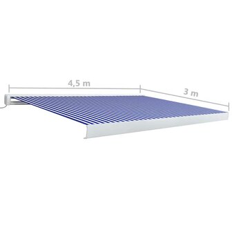 Luifel gemotoriseerd 450x300 cm blauw en wit 7