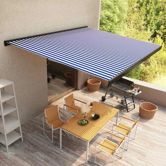 Luifel gemotoriseerd 350x250 cm blauw en wit 1