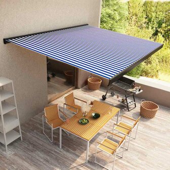 Luifel gemotoriseerd 400x300 cm blauw en wit 1