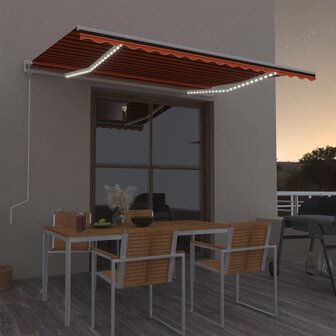 Luifel automatisch met LED windsensor 400x300 cm oranje bruin 1