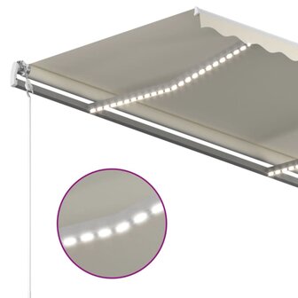 Luifel automatisch met LED en windsensor 450x300 cm cr&egrave;mekleur 5