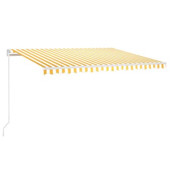 Luifel automatisch met LED en windsensor 450x300 cm geel en wit 2