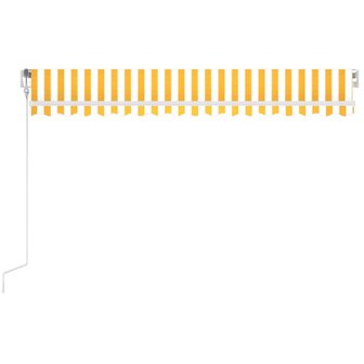 Luifel automatisch met LED en windsensor 450x300 cm geel en wit 3