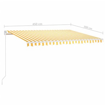Luifel automatisch met LED en windsensor 450x300 cm geel en wit 9