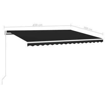 Luifel automatisch met LED en windsensor 450x300 cm antraciet 9