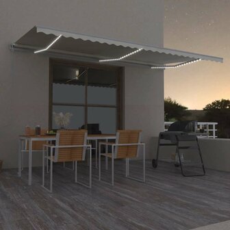 Luifel automatisch met LED en windsensor 600x300 cm cr&egrave;mekleur 1