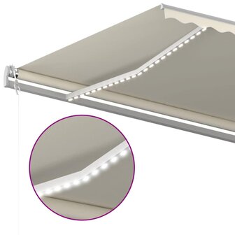 Luifel automatisch met LED en windsensor 600x300 cm cr&egrave;mekleur 5